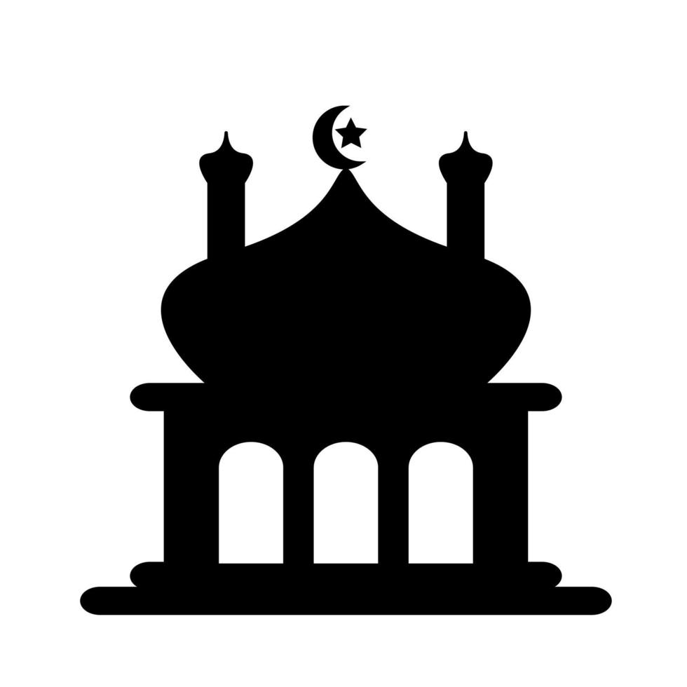 semplice illustrazione della moschea con colore nero. modello di logo dell'icona della siluetta della moschea. disegno dell'illustrazione di vettore dell'icona della moschea