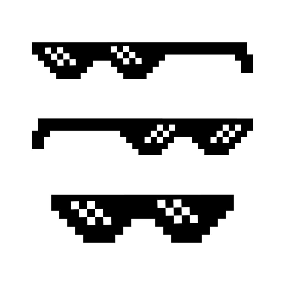 illustrazione vettoriale di vetro della vita del delinquente. thug life pixel occhiali vettoriali. set di raccolta di illustrazione vettoriale di vetro della vita del delinquente.
