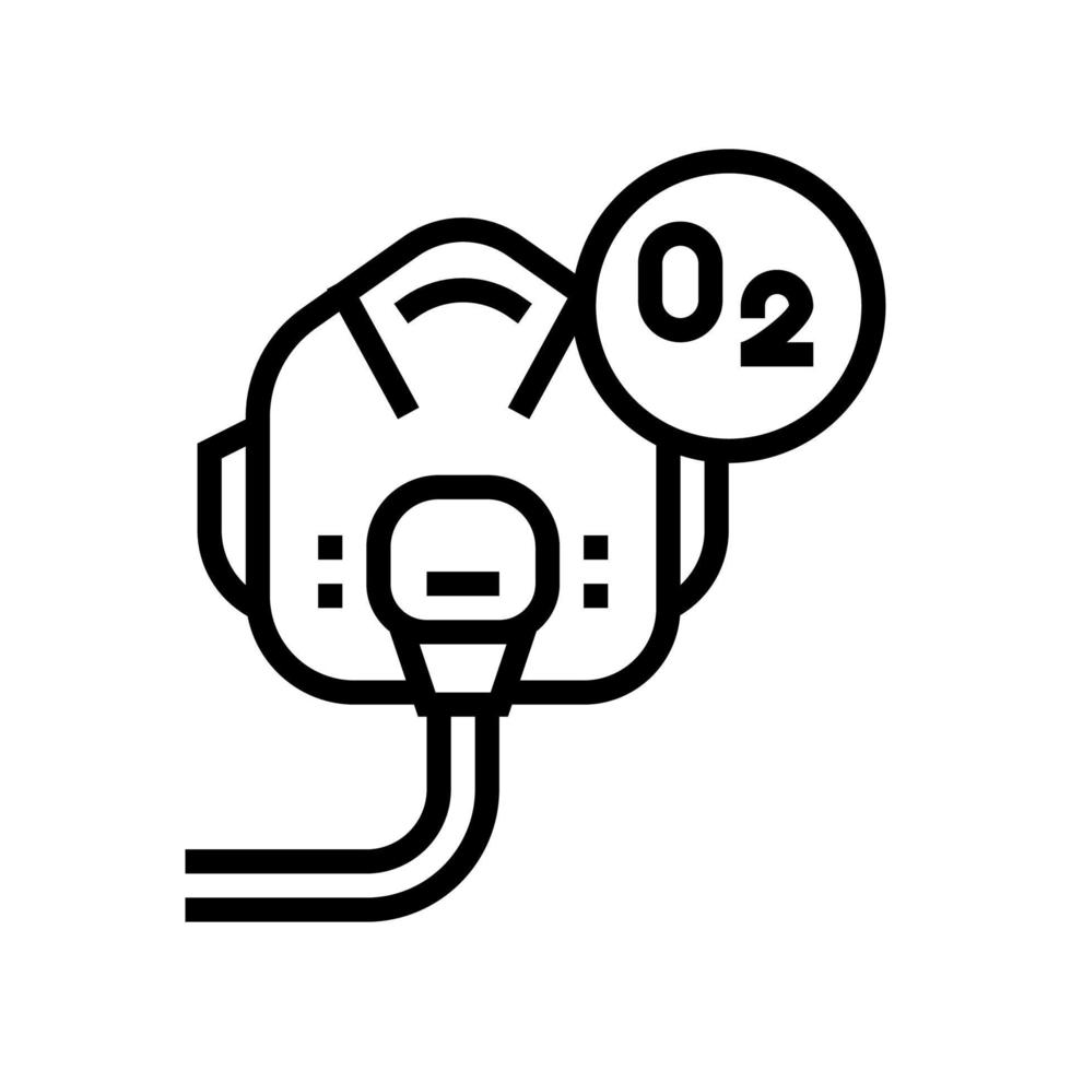 illustrazione vettoriale dell'icona della linea della maschera facciale dell'ossigeno pilota