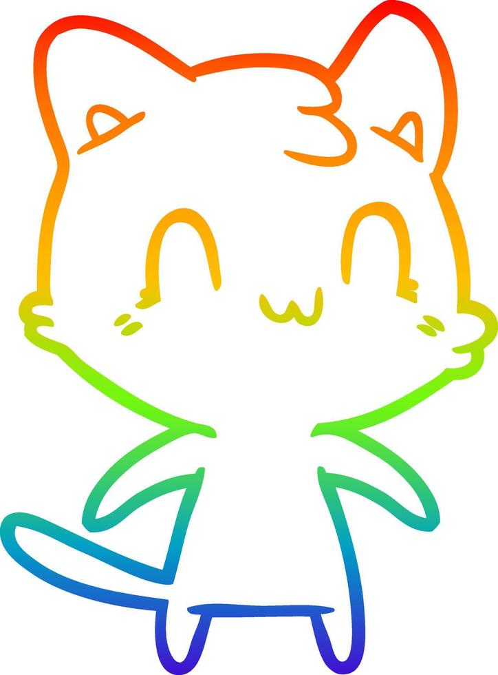 arcobaleno gradiente linea disegno cartone animato gatto felice vettore