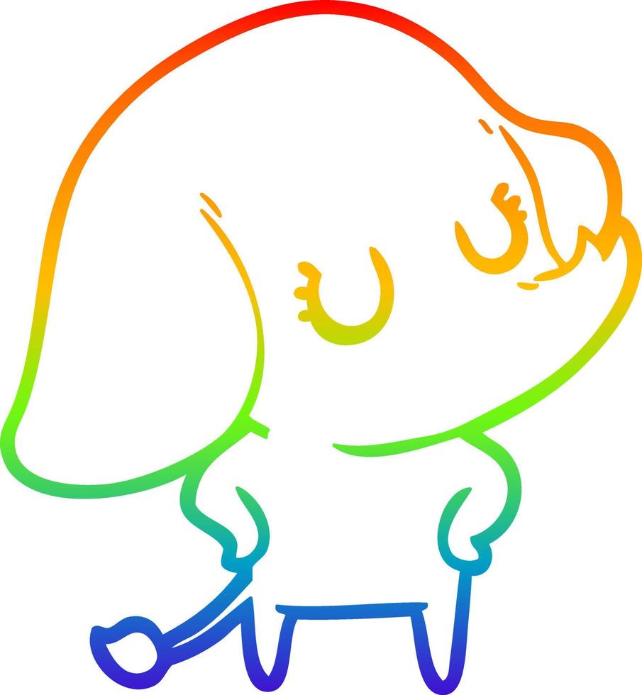 arcobaleno gradiente linea disegno simpatico cartone animato elefante vettore