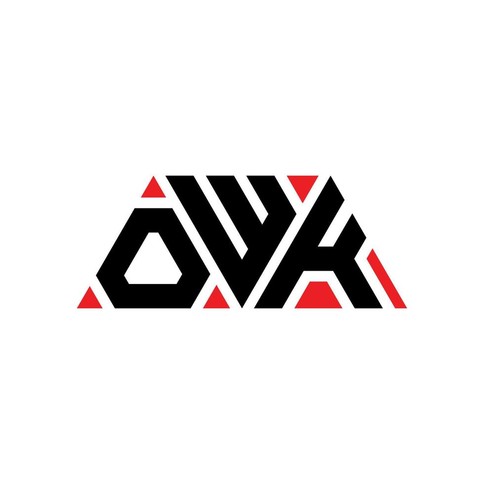 design del logo della lettera del triangolo di owk con forma triangolare. monogramma design logo triangolo owk. modello di logo vettoriale triangolo owk con colore rosso. logo triangolare owk logo semplice, elegante e lussuoso. vabbè