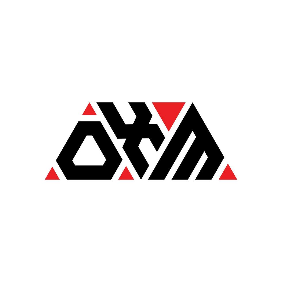 design del logo della lettera del triangolo oxm con forma triangolare. oxm triangolo logo design monogramma. modello di logo vettoriale triangolo oxm con colore rosso. logo triangolare oxm logo semplice, elegante e lussuoso. oxm