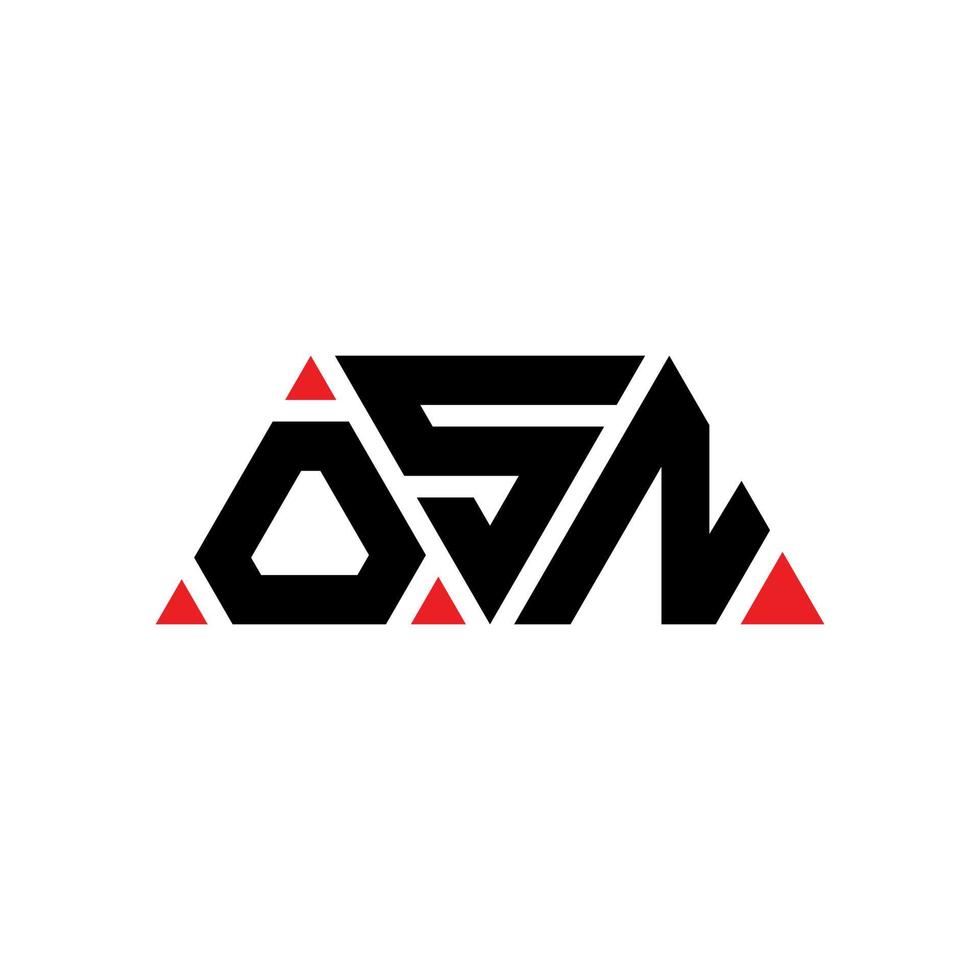 design del logo della lettera del triangolo osn con forma triangolare. osn triangolo logo design monogramma. modello di logo vettoriale triangolo osn con colore rosso. osn logo triangolare logo semplice, elegante e lussuoso. osn