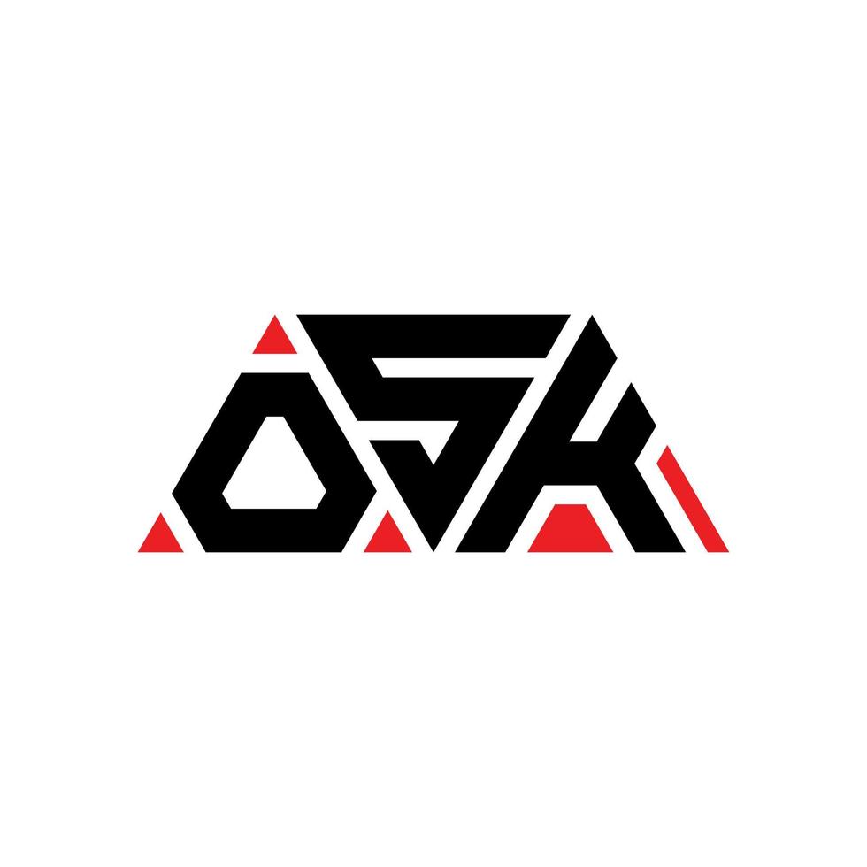 osk triangolo lettera logo design con forma triangolare. Monogramma di design del logo del triangolo osk. modello di logo vettoriale triangolo osk con colore rosso. logo triangolare osk logo semplice, elegante e lussuoso. osk