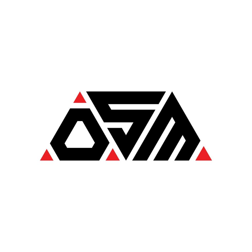 design del logo della lettera del triangolo osm con forma triangolare. osm triangolo logo design monogramma. modello di logo vettoriale triangolo osm con colore rosso. logo triangolare osm logo semplice, elegante e lussuoso. osm