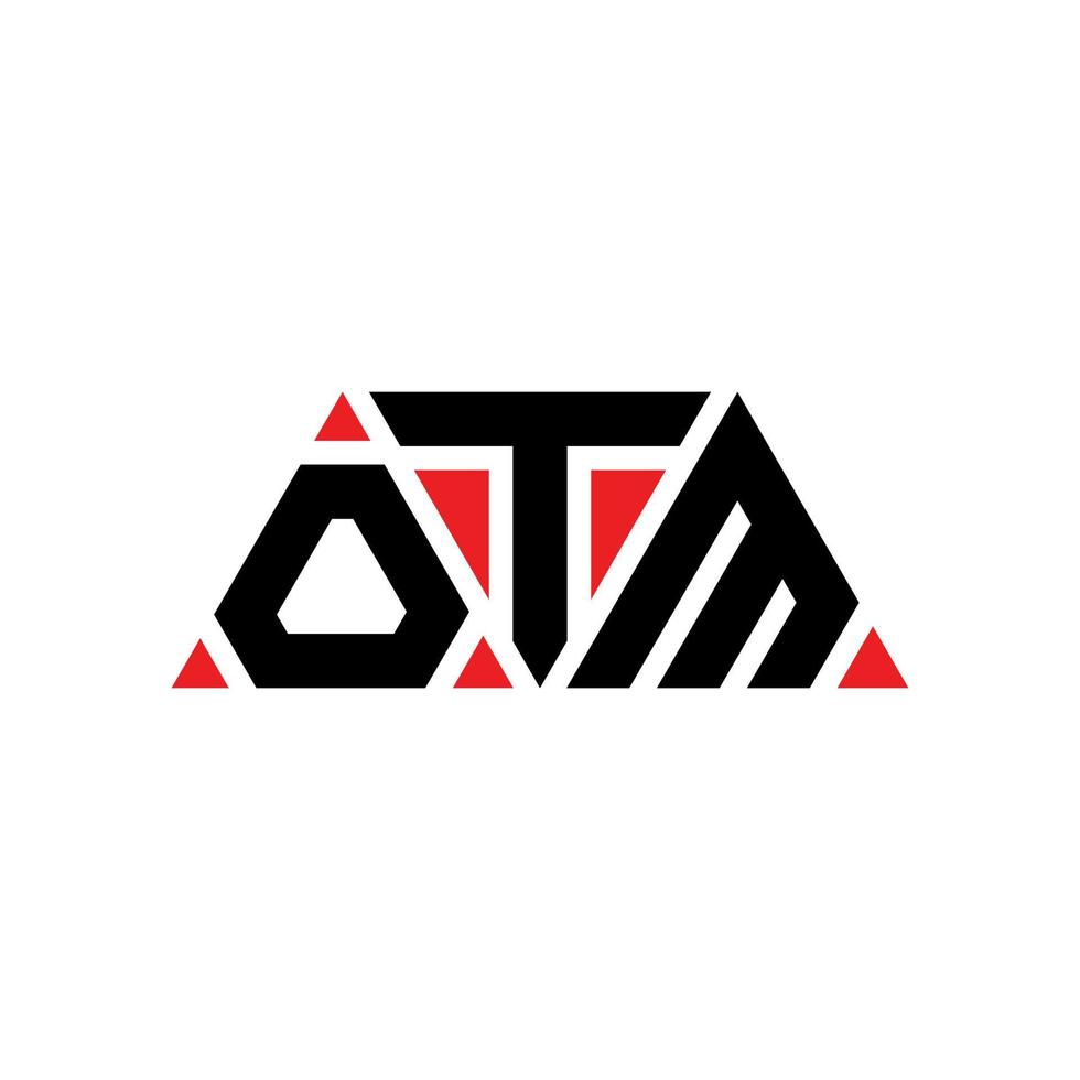 design del logo della lettera triangolare otm con forma triangolare. monogramma di design del logo del triangolo otm. modello di logo vettoriale triangolo otm con colore rosso. logo triangolare otm logo semplice, elegante e lussuoso. otm