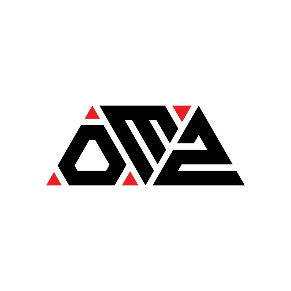 design del logo della lettera triangolare omz con forma triangolare. monogramma di design con logo triangolo omz. modello di logo vettoriale triangolo omz con colore rosso. logo triangolare omz logo semplice, elegante e lussuoso. omz