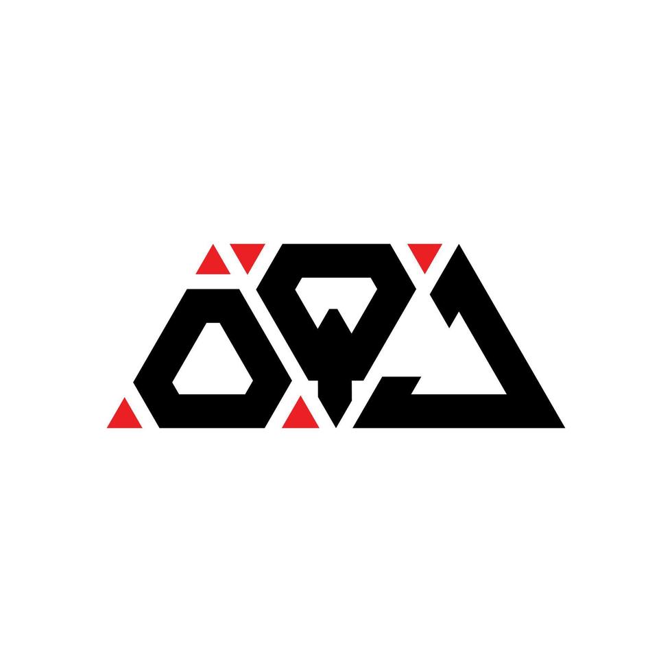 design del logo della lettera del triangolo oqj con forma triangolare. oqj triangolo logo design monogramma. modello di logo vettoriale triangolo oqj con colore rosso. oqj logo triangolare logo semplice, elegante e lussuoso. oqj