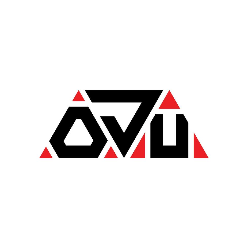 design del logo della lettera del triangolo oju con forma triangolare. oju triangolo logo design monogramma. modello di logo vettoriale triangolo oju con colore rosso. oju logo triangolare logo semplice, elegante e lussuoso. oju