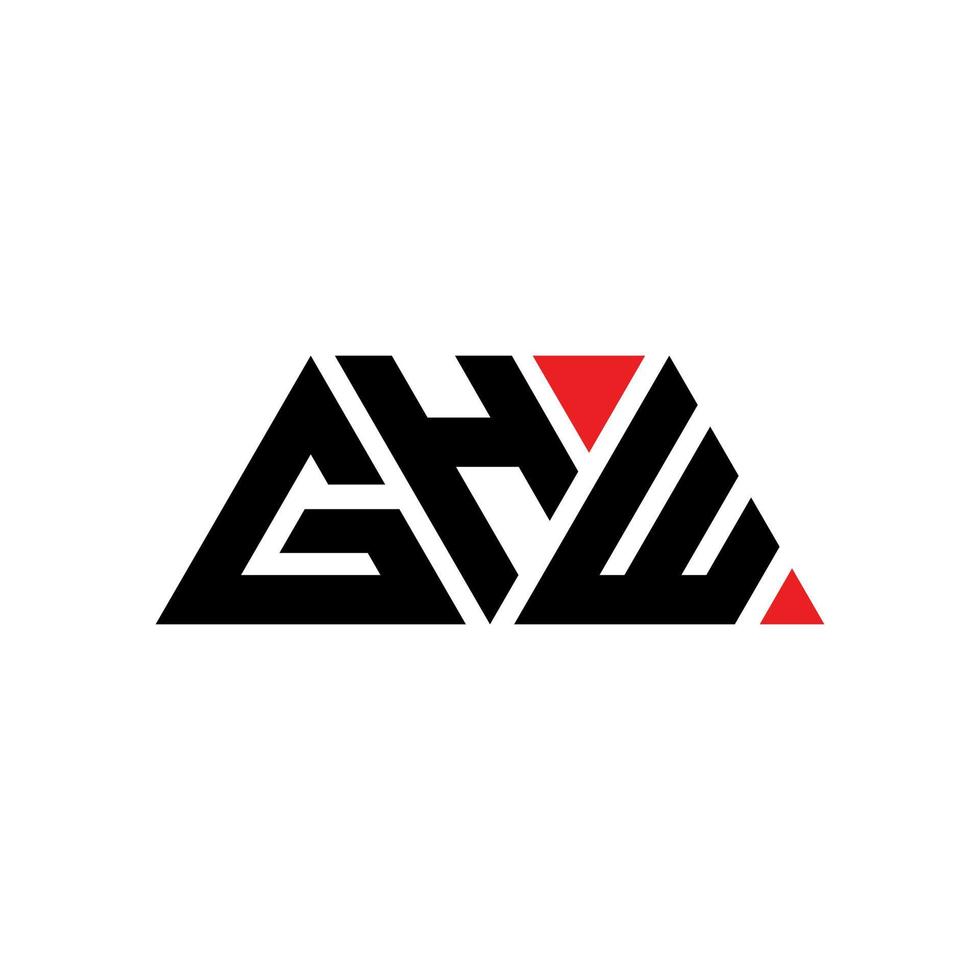 ghw triangolo lettera logo design con forma triangolare. ghw triangolo logo design monogramma. modello di logo vettoriale triangolo ghw con colore rosso. logo triangolare ghw logo semplice, elegante e lussuoso. ghw