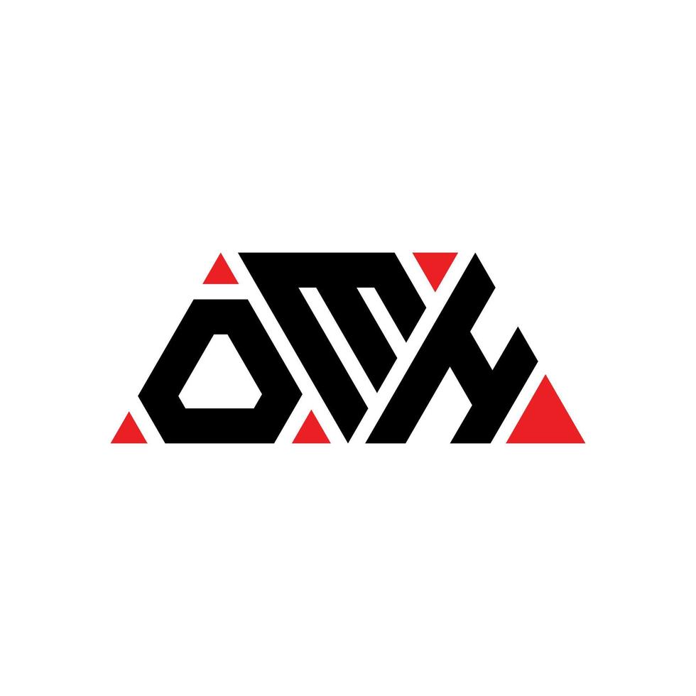 design del logo della lettera triangolare omh con forma triangolare. monogramma di design del logo del triangolo omh. modello di logo vettoriale triangolo omh con colore rosso. logo triangolare omh logo semplice, elegante e lussuoso. oh