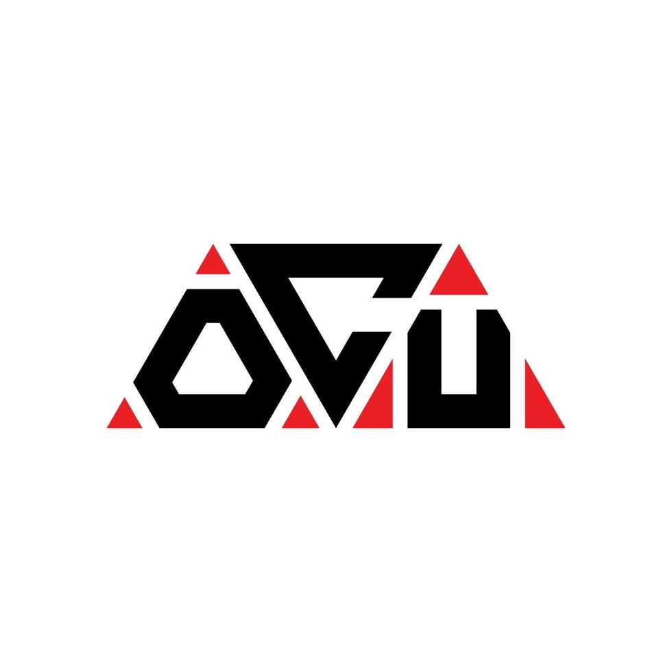 ocu triangolo lettera logo design con forma triangolare. ocu triangolo logo design monogramma. modello di logo vettoriale triangolo ocu con colore rosso. ocu logo triangolare logo semplice, elegante e lussuoso. ocu