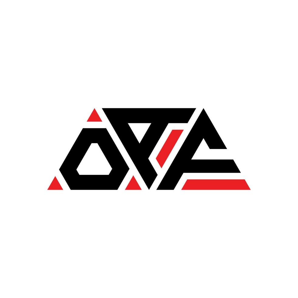 design del logo della lettera triangolare oaf con forma triangolare. monogramma di design del logo del triangolo oaf. modello di logo vettoriale triangolo oaf con colore rosso. logo triangolare oaf logo semplice, elegante e lussuoso. idiota