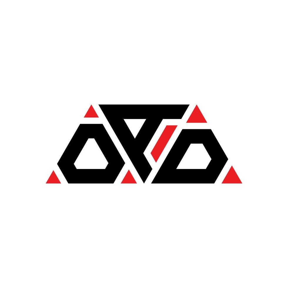 design del logo della lettera del triangolo oad con forma triangolare. monogramma di design con logo triangolo oad. modello di logo vettoriale triangolo oad con colore rosso. logo triangolare oad logo semplice, elegante e lussuoso. oad