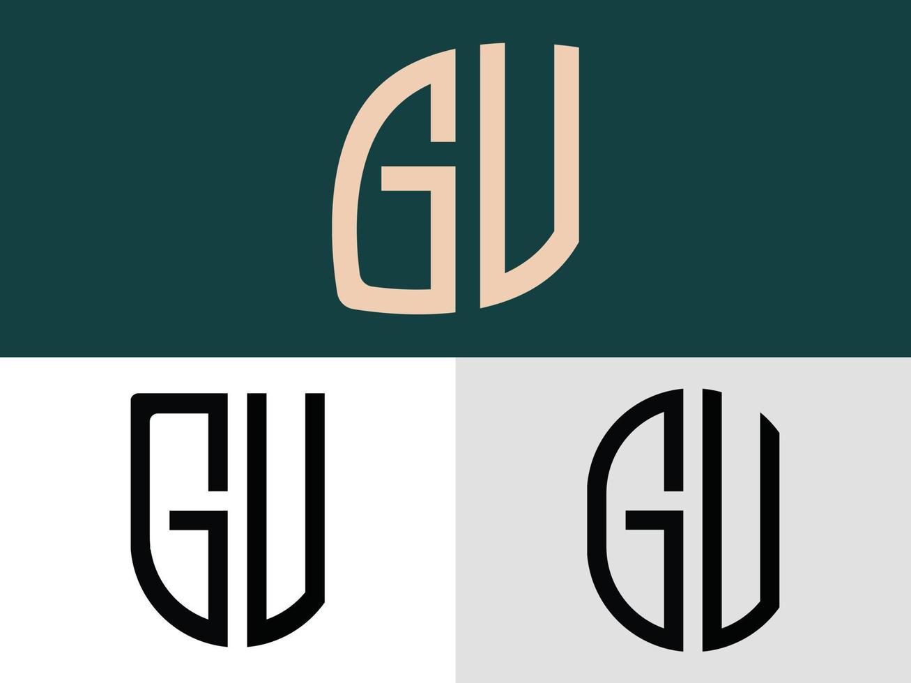 pacchetto di design del logo gv di lettere iniziali creative. vettore