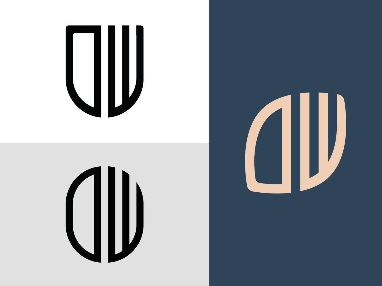 pacchetto creativo di lettere iniziali dw logo design. vettore