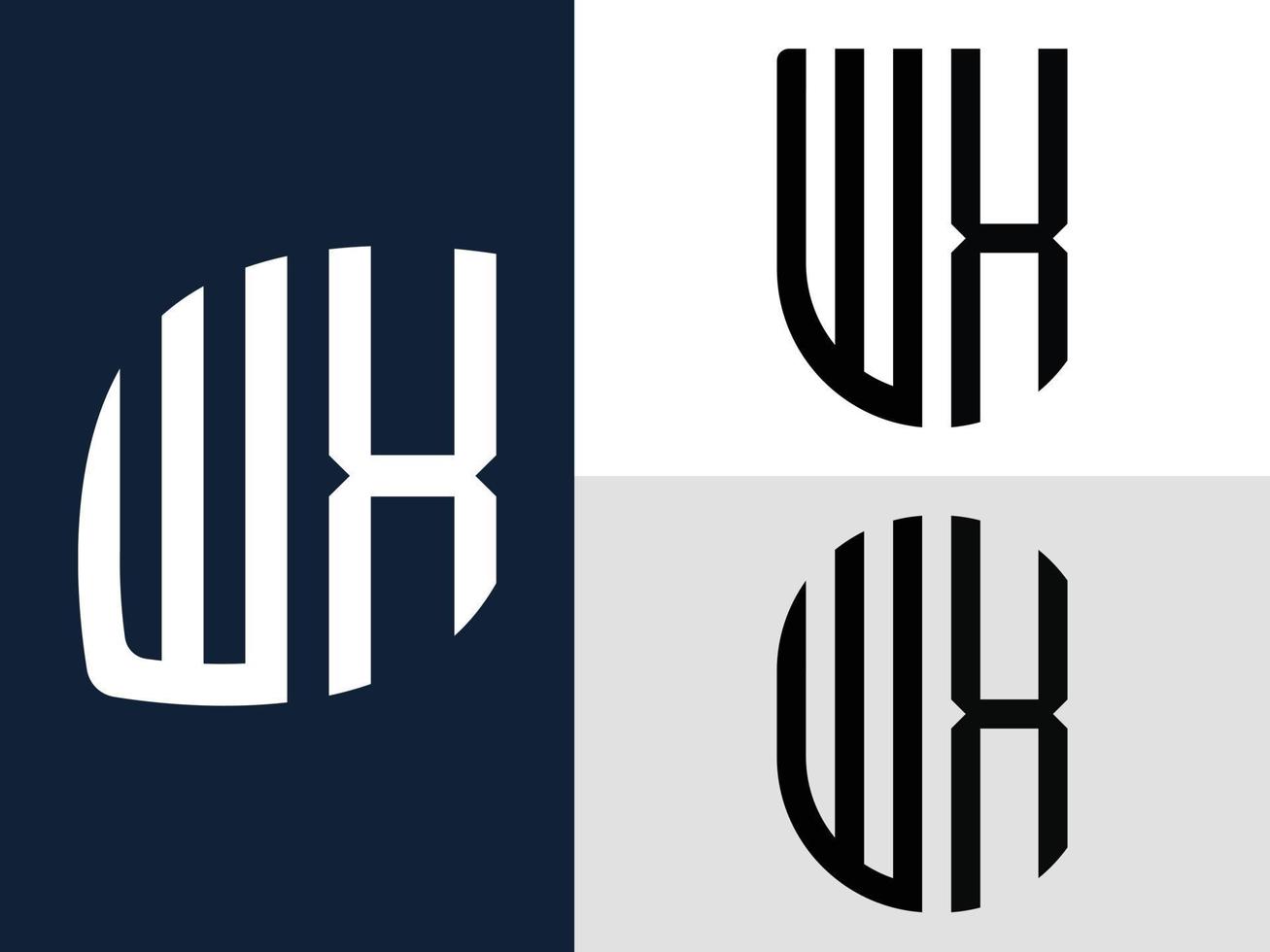 pacchetto di design del logo wx di lettere iniziali creative. vettore