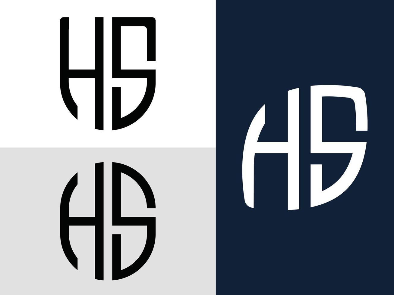 pacchetto di design del logo hs di lettere iniziali creative. vettore