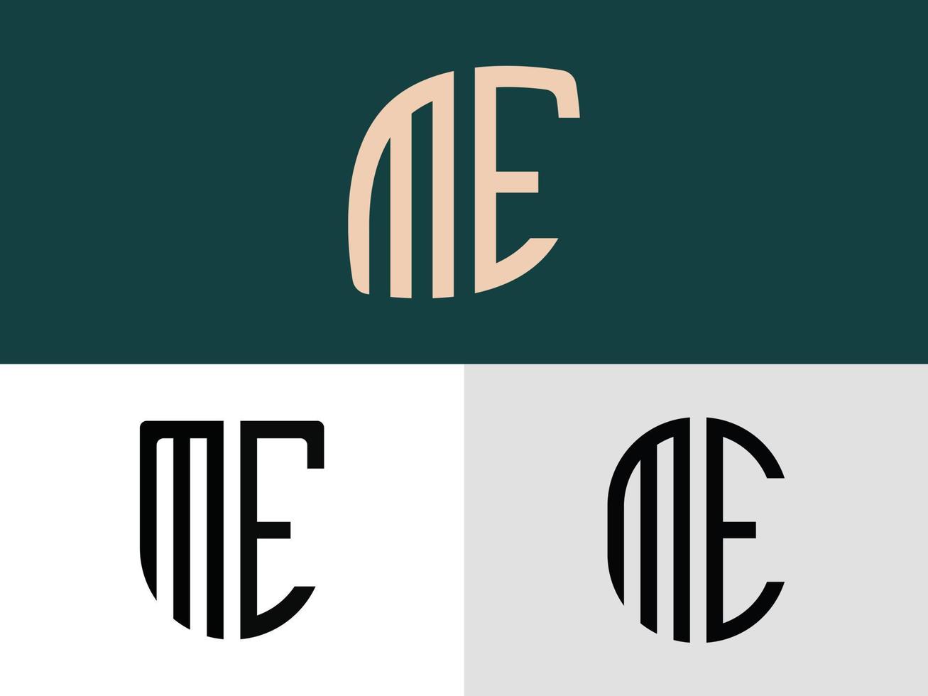 lettere iniziali creative me logo design bundle. vettore