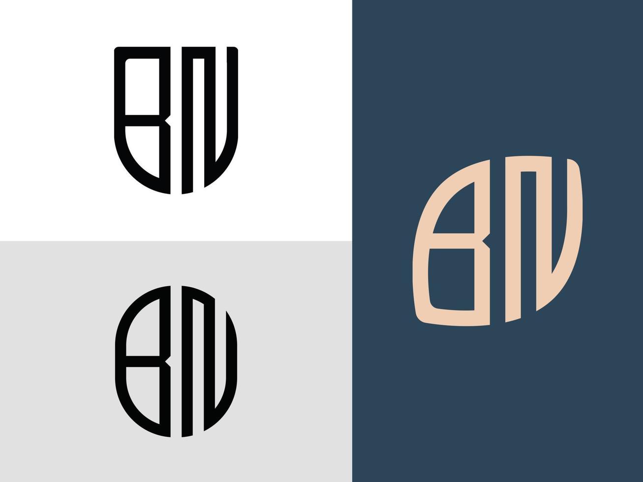 pacchetto creativo di lettere iniziali bn logo design. vettore