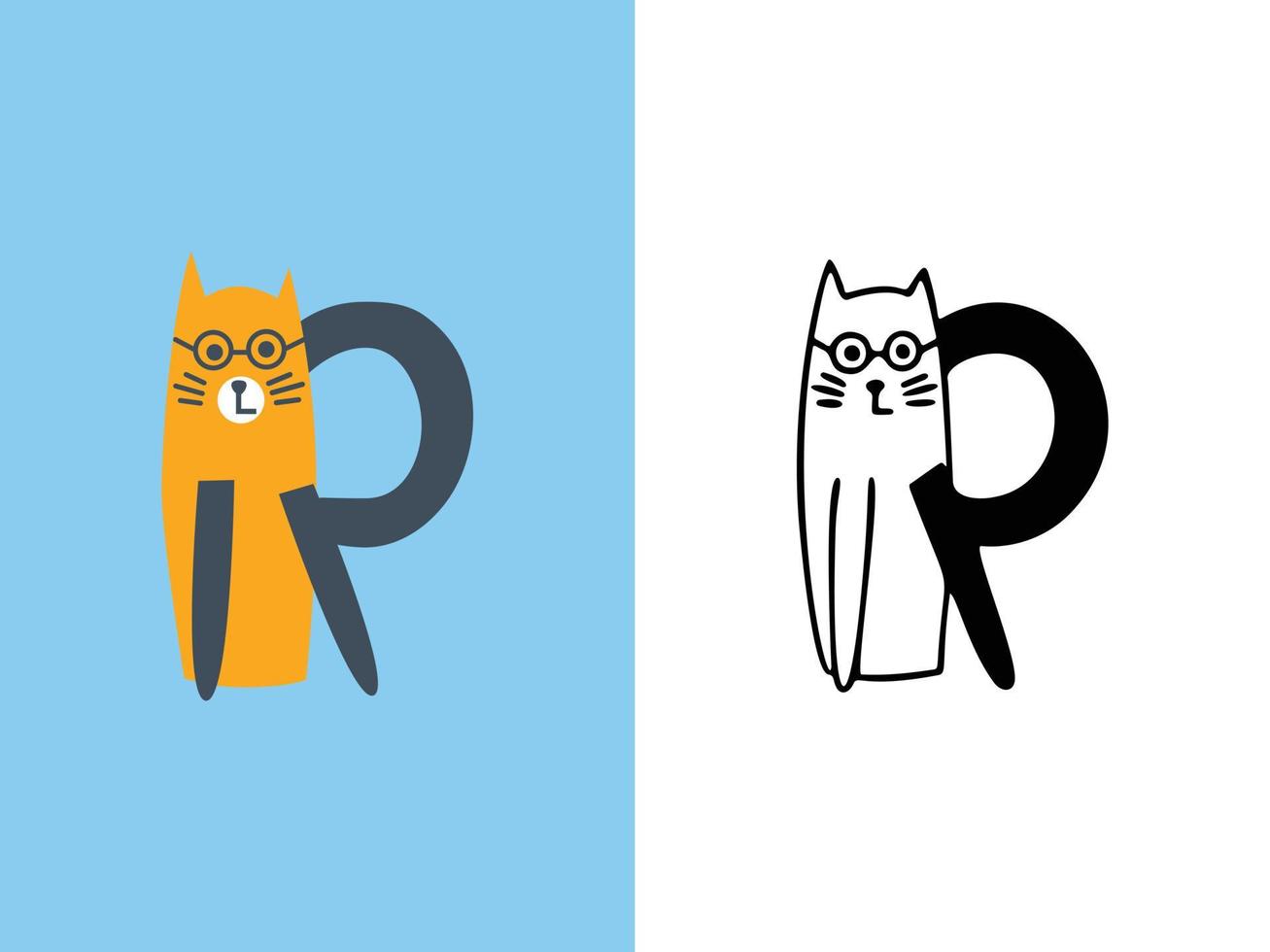 simpatici gatti lettera r logo disegni. vettore
