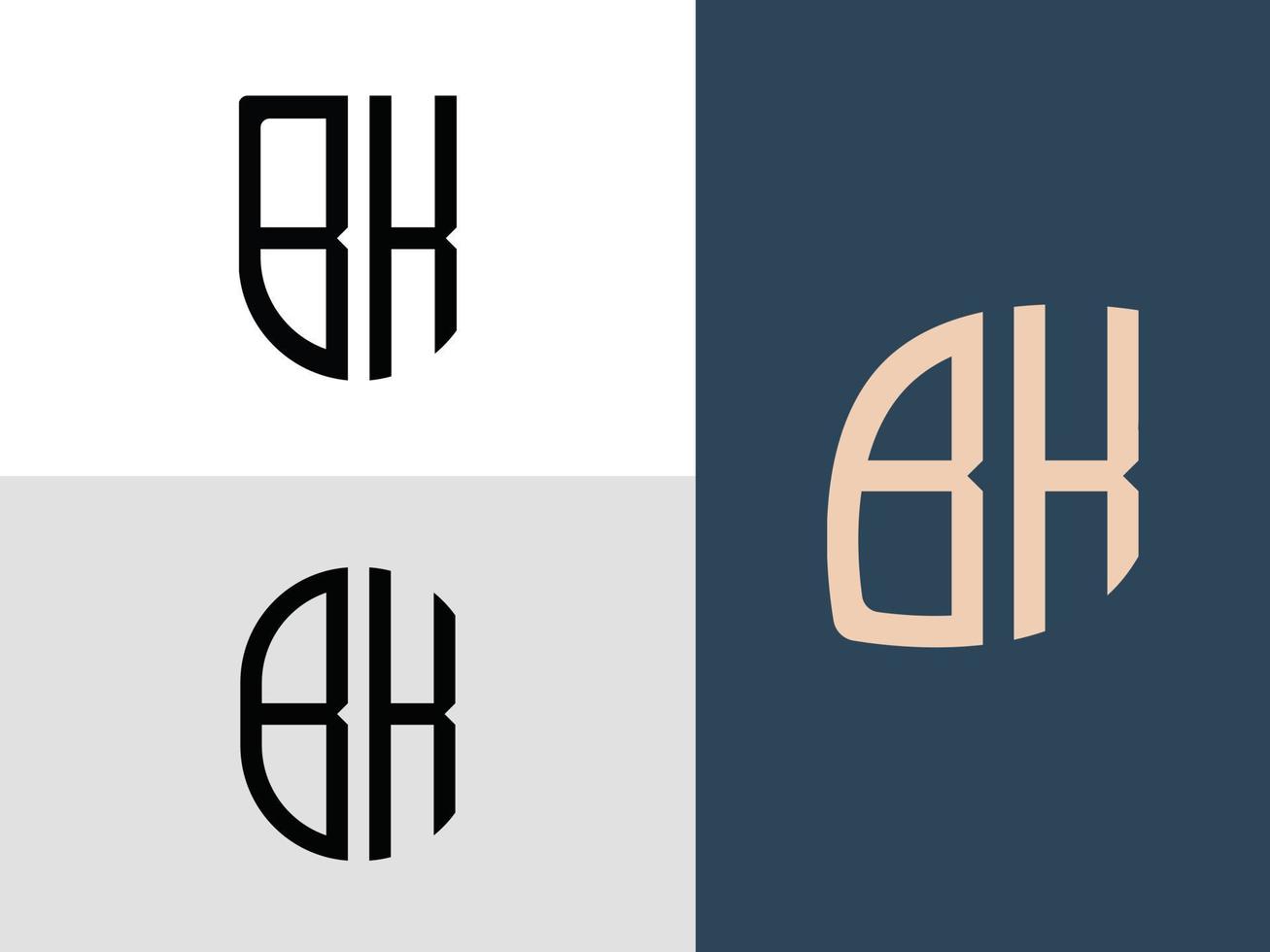 pacchetto creativo di lettere iniziali bk logo design. vettore