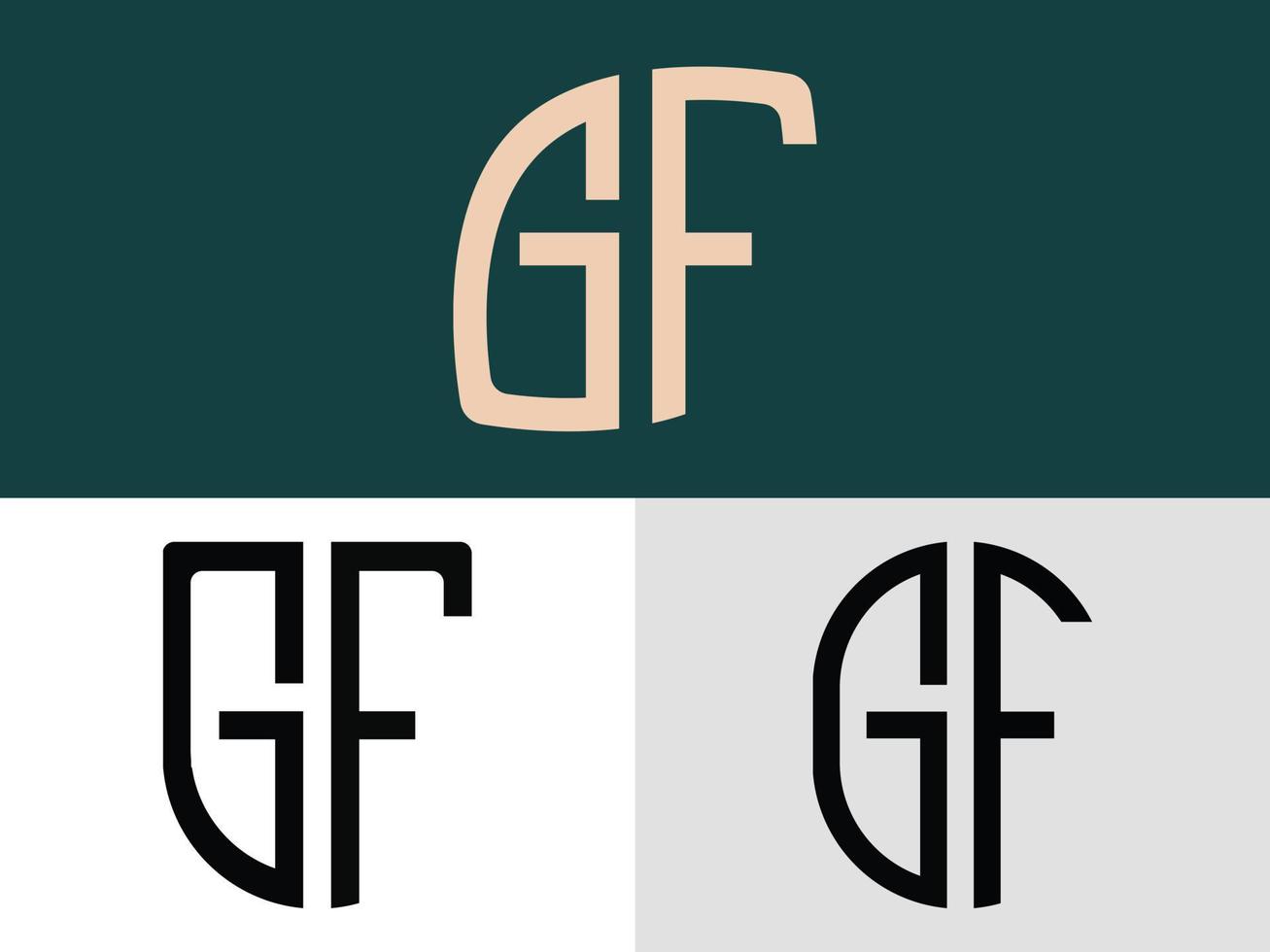 pacchetto di disegni di logo gf di lettere iniziali creative. vettore