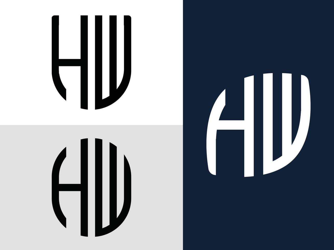 pacchetto di design del logo hw di lettere iniziali creative. vettore