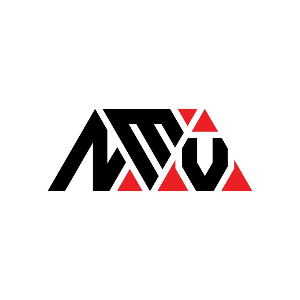 design del logo della lettera del triangolo nmv con forma triangolare. monogramma di design del logo del triangolo nmv. modello di logo vettoriale triangolo nmv con colore rosso. logo triangolare nmv logo semplice, elegante e lussuoso. nmv