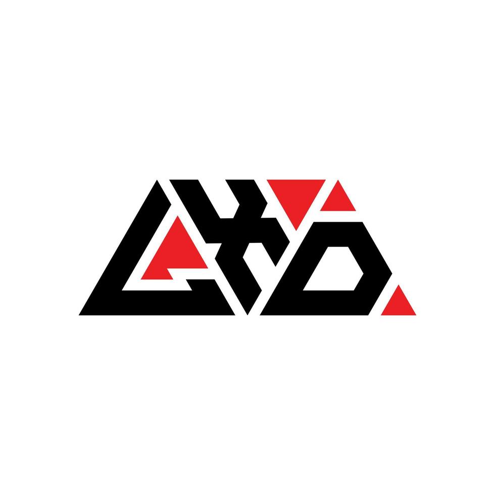design del logo della lettera triangolare lxd con forma triangolare. lxd triangolo logo design monogramma. modello di logo vettoriale triangolo lxd con colore rosso. logo triangolare lxd logo semplice, elegante e lussuoso. lxd