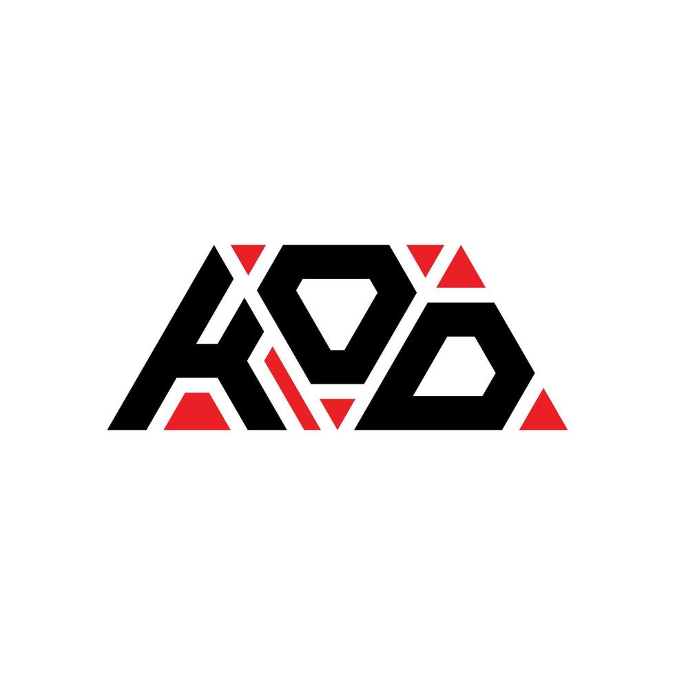 design del logo della lettera del triangolo kod con forma triangolare. monogramma kod triangolo logo design. modello di logo vettoriale triangolo kod con colore rosso. logo triangolare kod logo semplice, elegante e lussuoso. kod