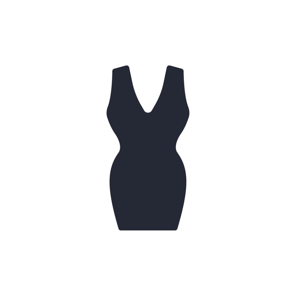 il segno vettoriale del simbolo del vestito è isolato su uno sfondo bianco. colore dell'icona del vestito modificabile.