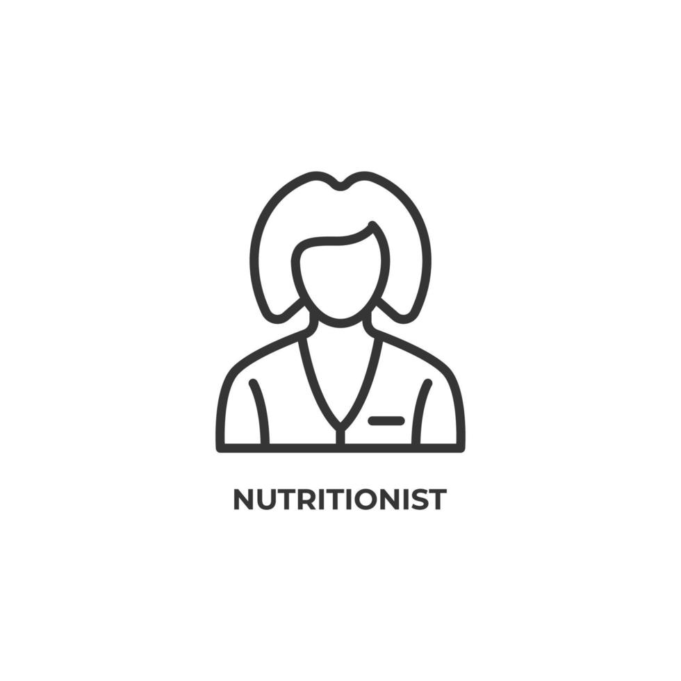 il segno di vettore del simbolo del nutrizionista è isolato su uno sfondo bianco. colore dell'icona modificabile.
