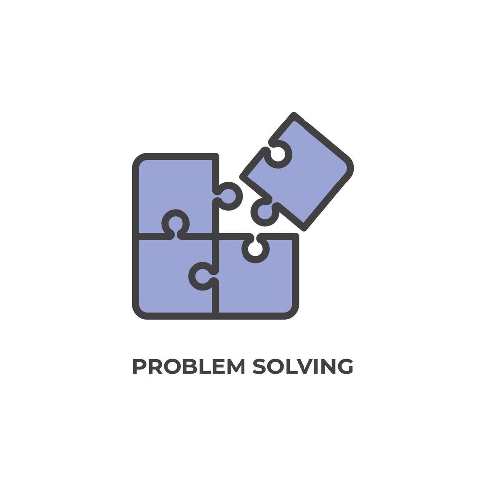 segno vettoriale del simbolo di risoluzione dei problemi è isolato su uno sfondo bianco. colore dell'icona modificabile.