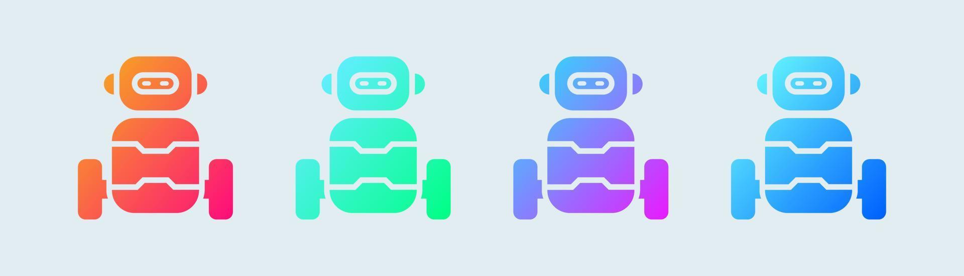 icona solida del robot in colori sfumati. l'intelligenza artificiale firma l'illustrazione di vettore. vettore