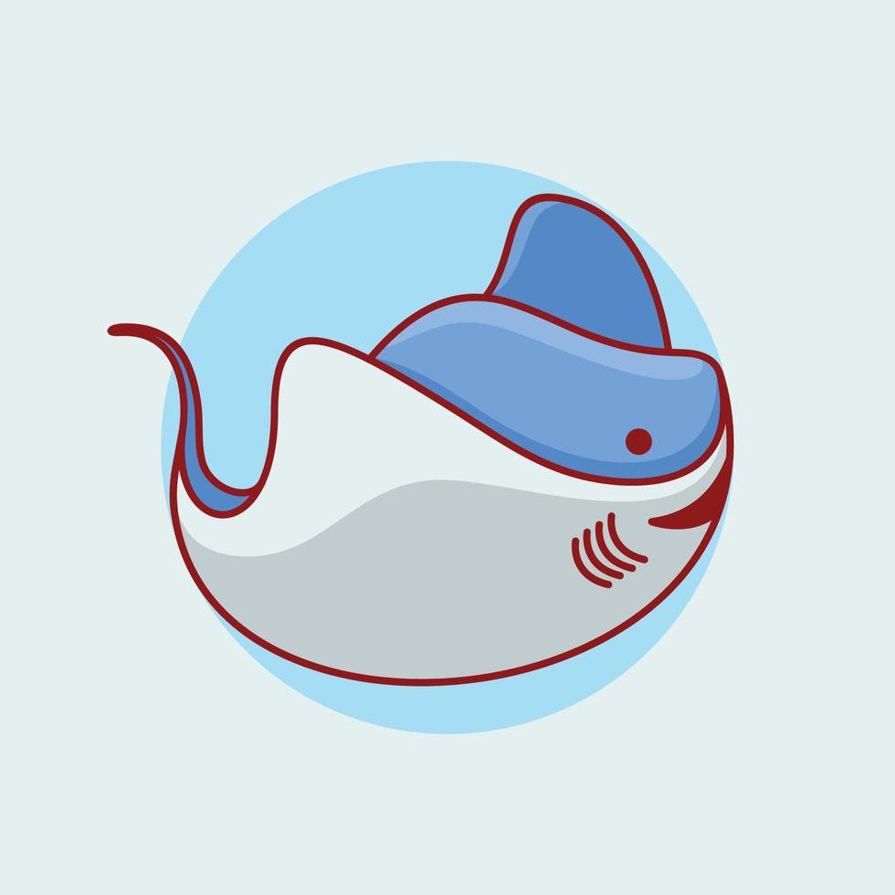 illustrazione vettoriale dell'icona del fumetto di pesce stingray carino