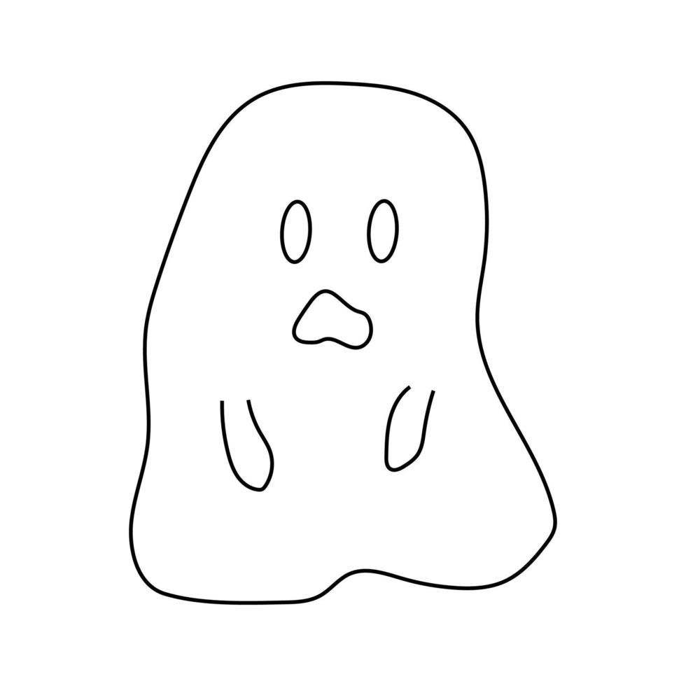 illustrazione vettoriale di un simpatico fantasma. illustrazione di doodle di contorno