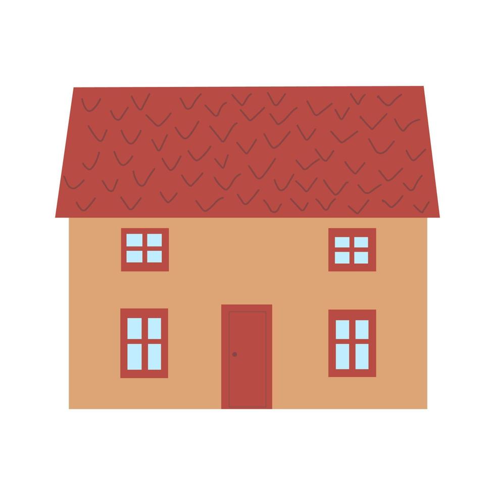 illustrazione vettoriale di carina casa di campagna in stile boho e colore