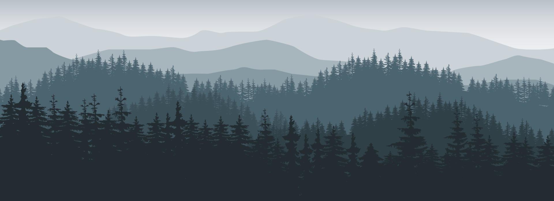 vettore di sfondo del paesaggio con nebbia di montagne.