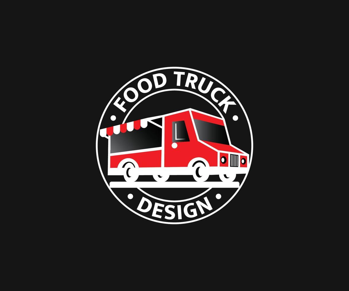 design del logo del camion di cibo. cibo camion cucina street van logo design vettoriale. vettore