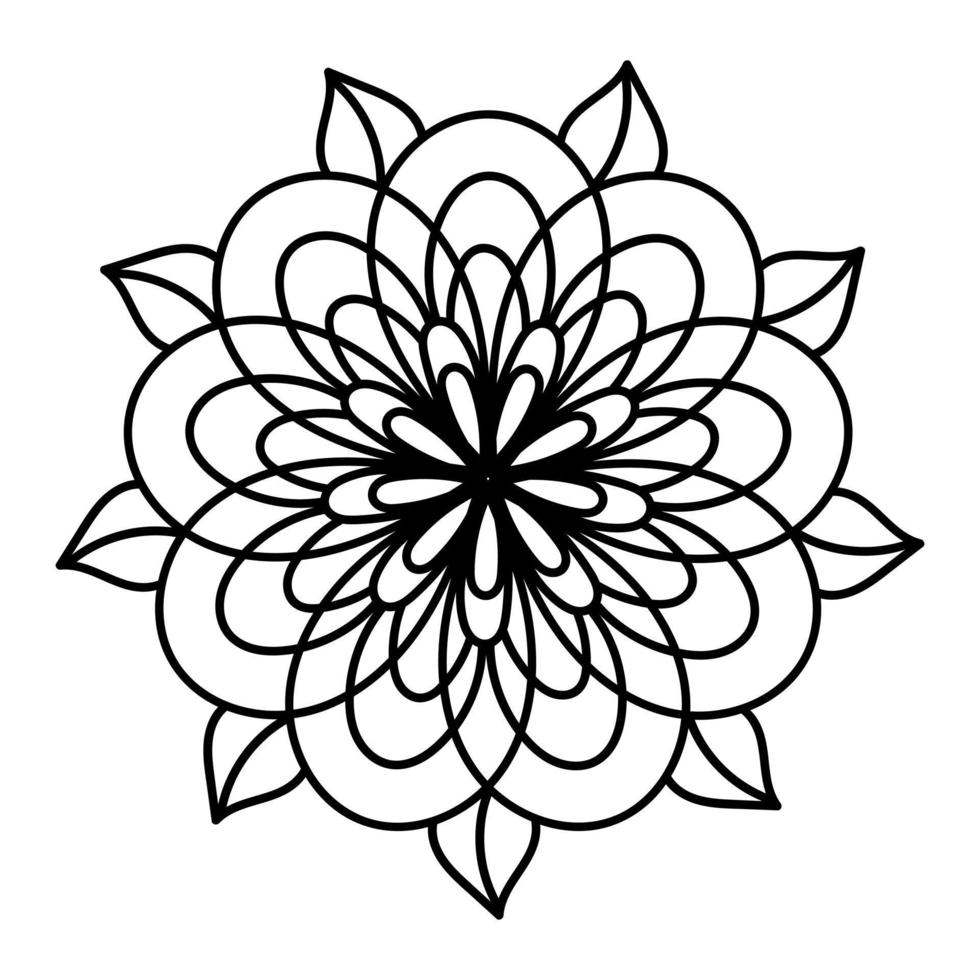 semplice forma di mandala floreale per libro da colorare. contorno fiore modello isolato su sfondo bianco. vettore