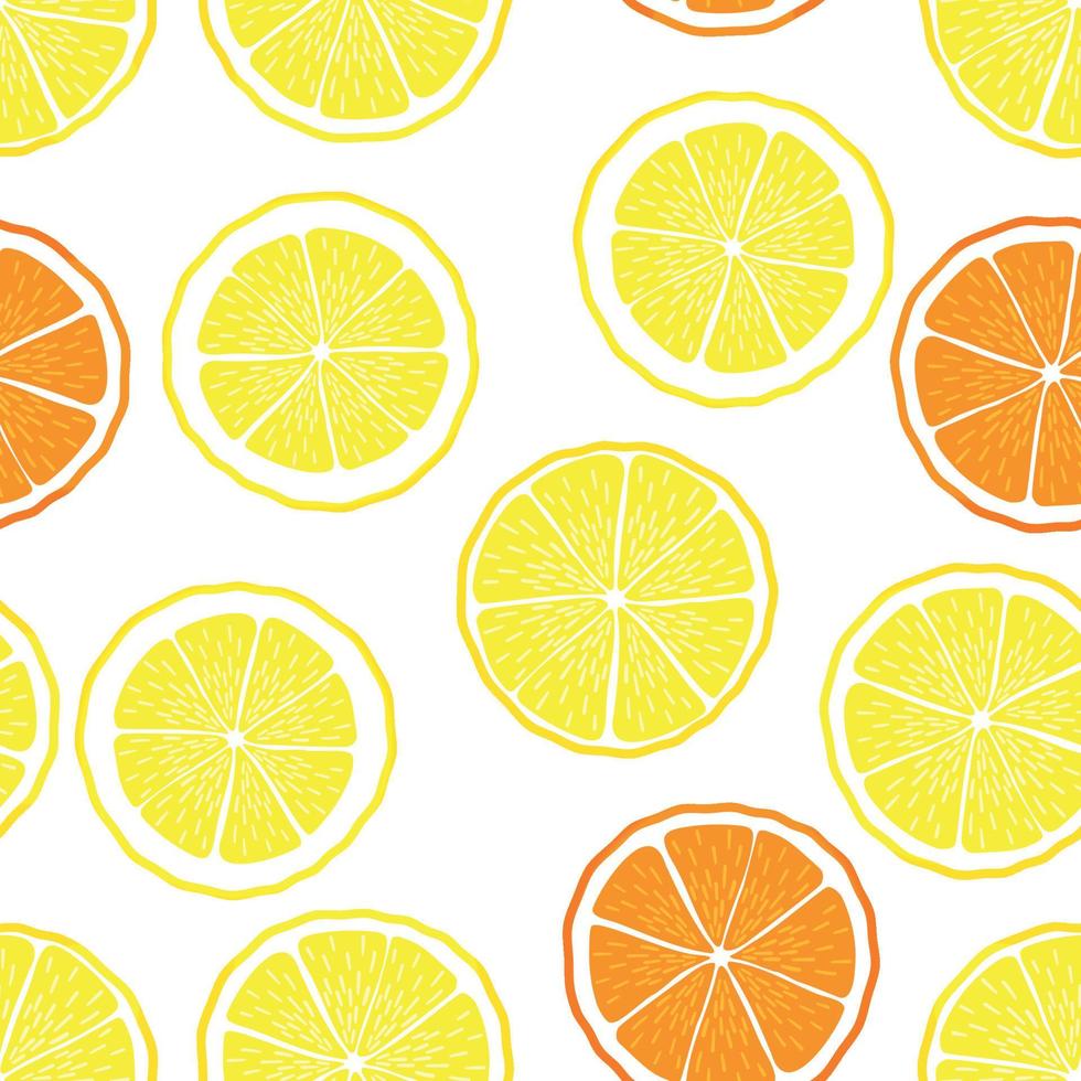 modello estivo arancio limone. vettore senza soluzione di continuità con fetta di agrumi. succosa limonata di frutta acida, succo d'arancia. per cocktail, stampa.