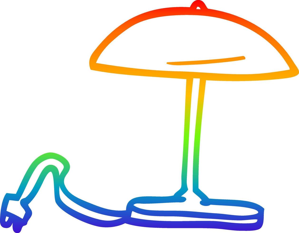 lampada del fumetto di disegno a tratteggio sfumato arcobaleno vettore