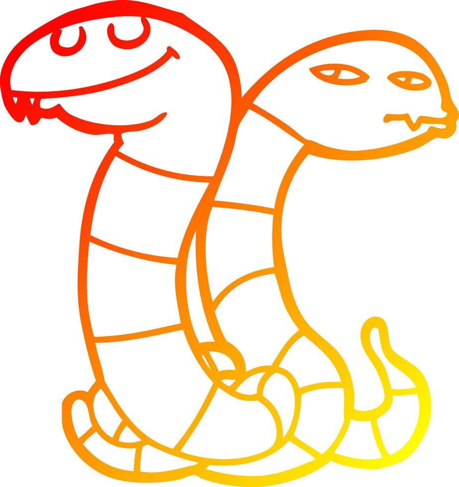 serpenti di cartone animato di disegno a linea a gradiente caldo vettore