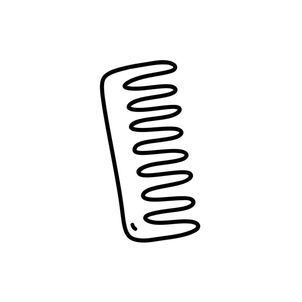 pettine per capelli isolato su sfondo bianco. illustrazione disegnata a mano di vettore in stile doodle. perfetto per carte, decorazioni, logo, disegni vari. accessorio per la cura dei capelli.