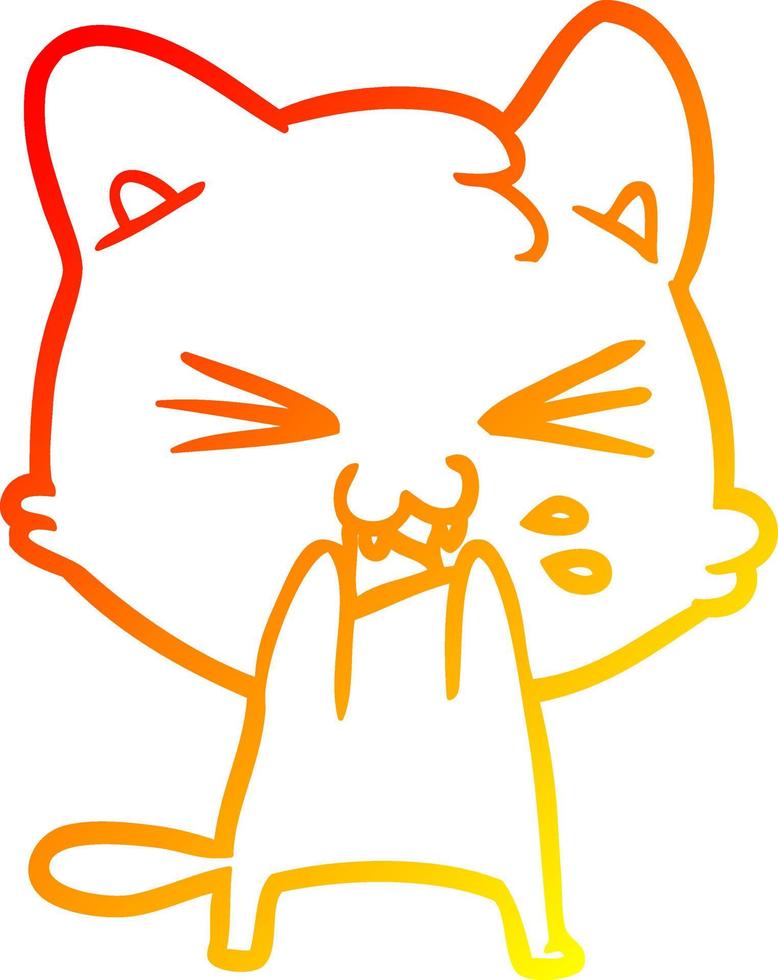 caldo gradiente disegno gatto cartone animato sibilo vettore