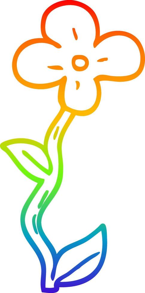 arcobaleno gradiente linea disegno cartone animato vaso di fiori vettore