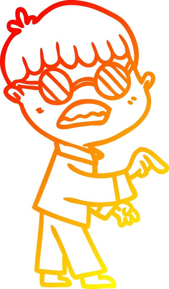 caldo gradiente disegno cartone animato ragazzo che indossa gli occhiali vettore
