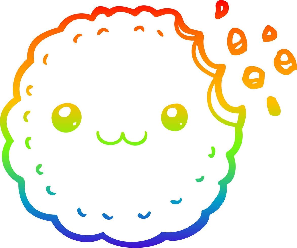 biscotto del fumetto di disegno a tratteggio sfumato arcobaleno vettore